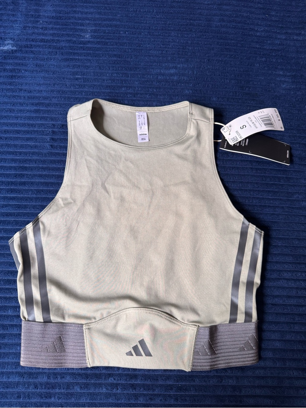 Adidas Green/Grey Cropped Sport Tank with Logo Band